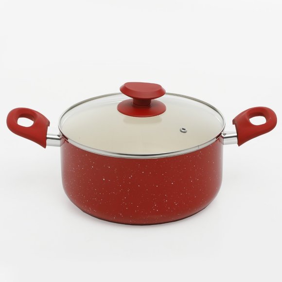 OSTER SAN JACINTO 9PC COOKWARE SET, RED SPECKLE, WHITE CERAMIC INTERIOR - Picture 7 of 9